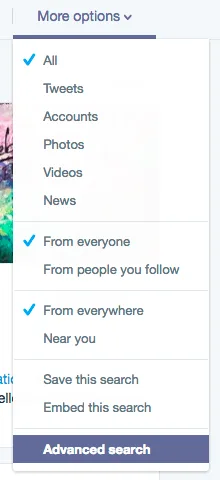 Twitter Advanced Search Web Design Hampshire more options toolbar