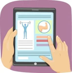 illustration of hand holding tablet