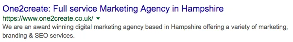 meta description for one2create example