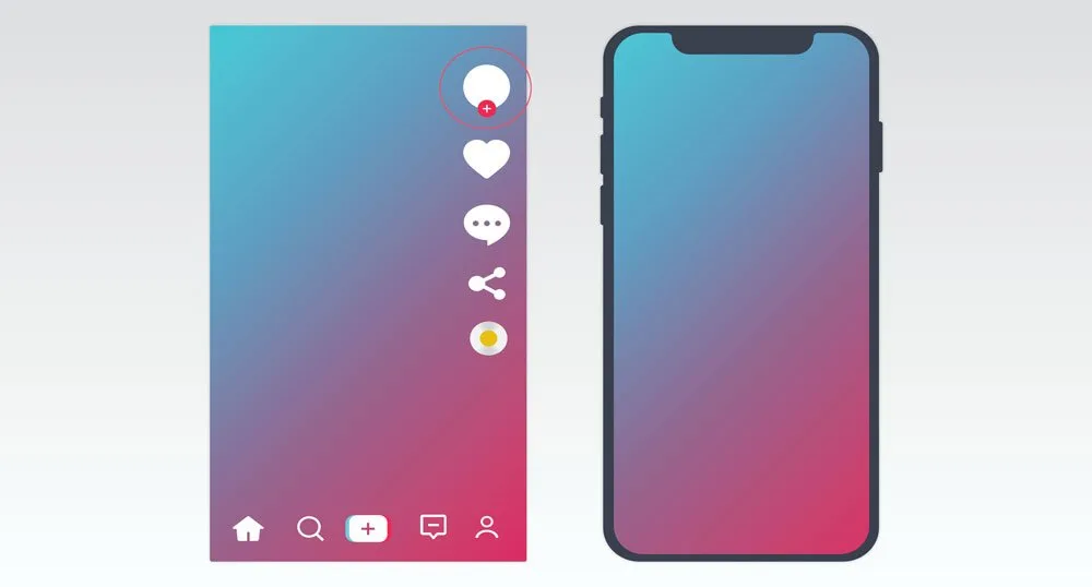 Vector rendering of TikTok interface overlay