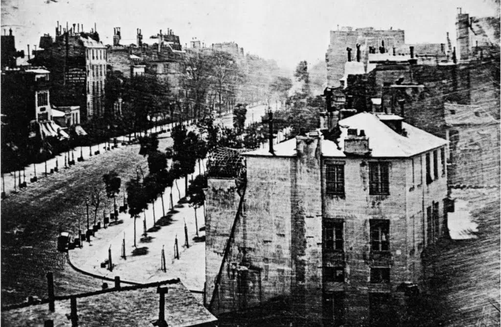 A depiction of the first ever photo taken by Daguerre
