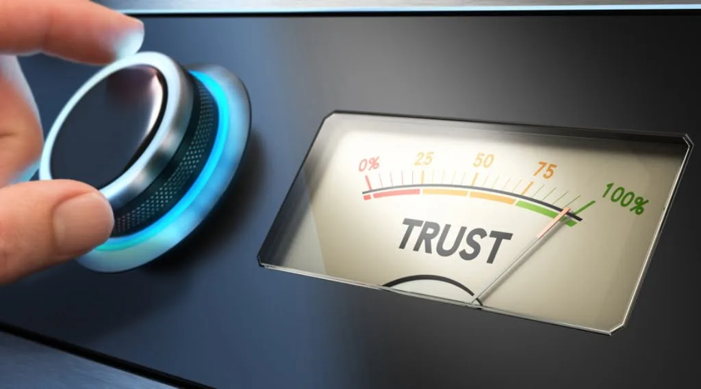A dial representing trust, highlighting the importance of privacy