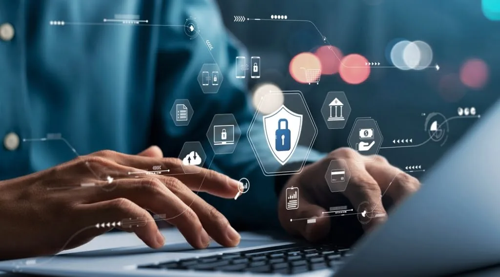 a person at their laptop representing online safety