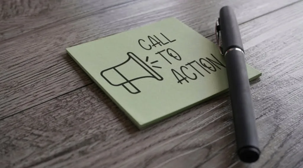 A post it note reading 'Call to Action' a crucial part of CRO.