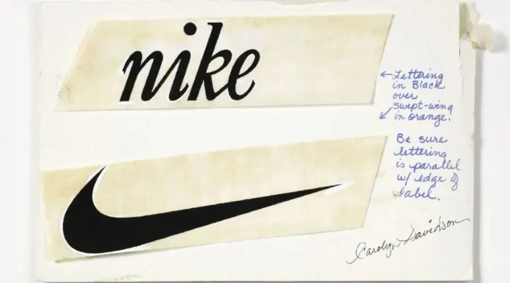 Nike's original 'swoosh' design, sketched by the designer